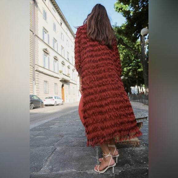 Zara COAT WITH FRINGING Size Medium - Picture 13 of 16